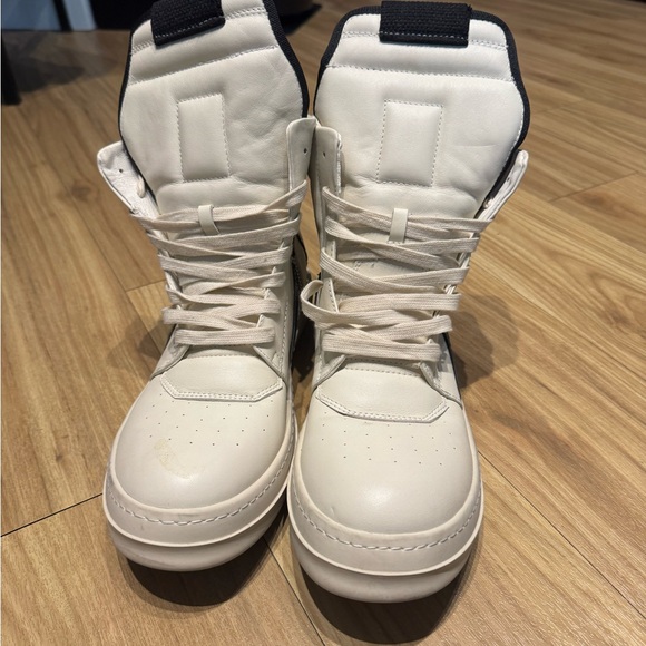 Rick Owens Black and White High-Top Sneakers - Picture 10 of 11
